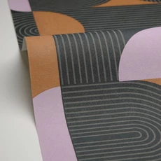 Kép 2/3 - Caselio Geometriai mintás modern barna-lila vinyl tapéta Amplitude Orange Mauve 53 cm X 10 m