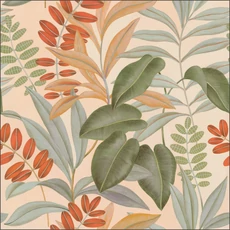 Kép 1/2 - Caselio Nagy levél mintás színes mediterrán vlies poszter tapéta Avignon Multicouleurs 50 cm X 3 m