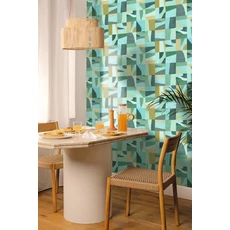 Kép 3/3 - Caselio Absztrakt mintás modern kék-zöld vinyl tapéta Aix Bleu Ocean Vert 53 cm X 10 m