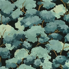 Kép 1/3 - Caselio Modern fa mintás sötétzöld vlies tapéta Été Vert Emeraude 53 cm X 10 m