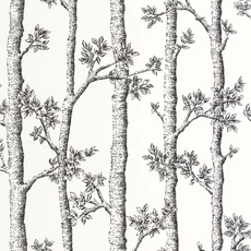 Kép 1/3 - Caselio Fa mintás modern fekete-fehér vlies tapéta Automne Blanc 53 cm X 10 m