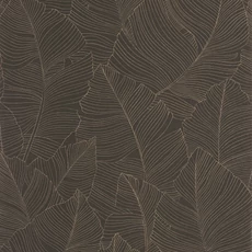 Kép 1/3 - Caselio Nagy levél mintás modern fekete vinyl tapéta Vegetalia Noir Sepia 53 cm X 10 m