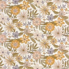 Kép 1/3 - Caselio Virág mintás retro lila-zöld vinyl tapéta Emy Violet Vert 53 cm X 10 m