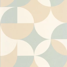 Kép 1/3 - Caselio Geometriai mintás retro kék-bézs vinyl tapéta Charly Beige Bleu 53 cm X 10 m