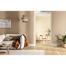 Kép 2/3 - Caselio Lenvászon hatású barna vinyl tapéta Uni Mat Amande 53 cm X 10 m