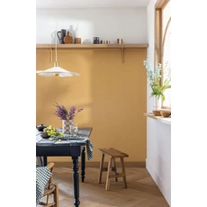 Kép 3/3 - Caselio Lenvászon hatású borostyánsárga vinyl tapéta Uni Mat Ambre 53 cm X 10 m