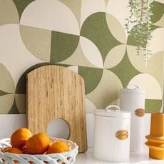 Kép 3/3 - Caselio Geometriai mintás retro keki zöld vinyl tapéta Charly Vert Kaki 53 cm X 10 m