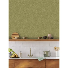 Kép 3/3 - Caselio Texturált elegáns keki zöld vinyl tapéta Archipel Kaki 53 cm X 10 m