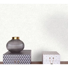 Kép 3/3 - Caselio Fényes virág mintás elegáns fehér vinyl tapéta Glow Blanc Irise 53 cm X 10 m