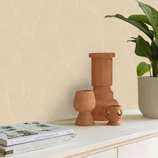 Kép 3/3 - Caselio Nagy levél mintás modern bézs vinyl tapéta Vegetalia Blanc Beige 53 cm X 10 m