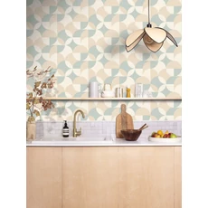 Kép 3/3 - Caselio Geometriai mintás retro kék-bézs vinyl tapéta Charly Beige Bleu 53 cm X 10 m