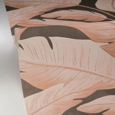 Kép 2/3 - Caselio Egzotikus nagy levél mintás sötétbarna vinyl tapéta Tropicalia Noir Sepia 53 cm X 10 m