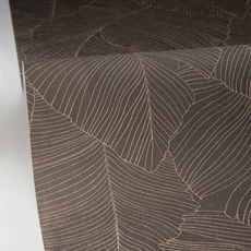 Kép 2/3 - Caselio Nagy levél mintás modern fekete vinyl tapéta Vegetalia Noir Sepia 53 cm X 10 m