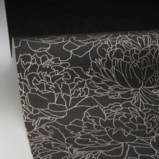 Kép 2/3 - Caselio Fényes virág mintás elegáns fekete vinyl tapéta Glow Noir Or 53 cm X 10 m