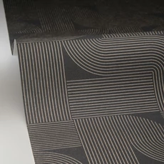Kép 2/3 - Caselio Geometrikus modern fekete-arany vinyl tapéta Softness Noir Or 53 cm X 10 m