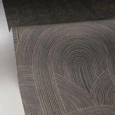 Kép 2/3 - Caselio Art deco geometriai mintás fekete-arany vinyl tapéta Delicacy Noir Or 53 cm X 10 m