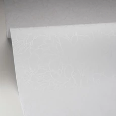 Kép 2/3 - Caselio Fényes virág mintás elegáns fehér vinyl tapéta Glow Blanc Irise 53 cm X 10 m