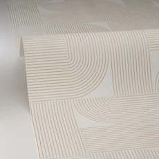 Kép 2/3 - Caselio Geometrikus modern fehér-arany vinyl tapéta Softness Blanc Or 53 cm X 10 m