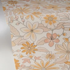 Kép 2/3 - Caselio Virág mintás retro púder-sárga vinyl tapéta Emy Jaune Rose 53 cm X 10 m