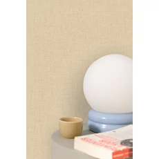 Kép 3/3 - Caselio Lenvászon hatású barna vinyl tapéta Uni Mat Cacahuete 53 cm X 10 m