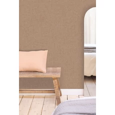 Kép 3/3 - Caselio Lenvászon hatású barna vinyl tapéta Uni Mat Marron Glace 53 cm X 10 m