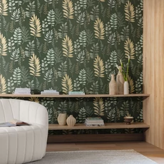 Kép 3/3 - Caselio Nagy levél mintás sötétzöld vinyl tapéta Florium Vert Anglais 53 cm X 10 m
