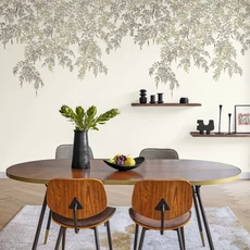 Kép 2/2 - Caselio Elegáns zöld-fehér levél mintás vlies poszter tapéta Falling Petals Vert D'Eau 50 cm X 3 m