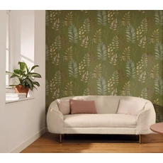 Kép 3/3 - Caselio Nagy levél mintás zöld-barna vinyl tapéta Florium Vert Mousse 53 cm X 10 m