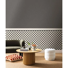 Kép 3/3 - Caselio Sakktábla mintás modern fekete vinyl tapéta Checks Noir 53 cm X 10 m