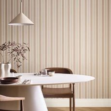 Kép 3/3 - Caselio Elegáns csíkos barna vinyl tapéta arany szegéllyel Classic Lines Taupe Or 53 cm X 10 m