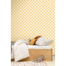 Kép 3/3 - Caselio Sakktábla mintás modern sárga vinyl tapéta Checks Jaune Soleil 53 cm X 10 m