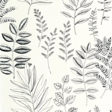 Kép 1/3 - Caselio Nagy levél mintás fekete-fehér vinyl tapéta Florium Noir Blanc 53 cm X 10 m