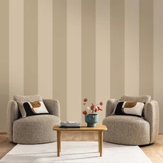 Kép 3/3 - Caselio Széles csíkos barna vinyl tapéta XXL Lines Taupe 53 cm X 10 m