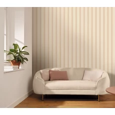 Kép 3/3 - Caselio Elegáns csíkos bézs vinyl tapéta arany szegéllyel Classic Lines Beige Or 53 cm X 10 m