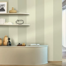 Kép 3/3 - Caselio Széles csíkos zöld vinyl tapéta XXL Lines Vert Amande 53 cm X 10 m