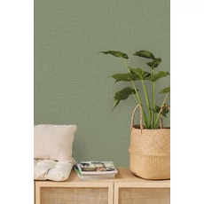 Kép 3/3 - Caselio Szövethetású zöld vinyl tapéta Uni Mat Vert Fougere 53 cm X 10 m