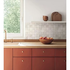 Kép 2/2 - Caselio Csempe hatású modern bézs vinyl bordűr konyhába Sand Dust Beige 53 cm X 6 m