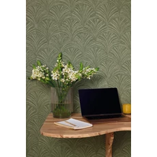 Kép 3/3 - Caselio Palmetta mintás modern zöld vinyl tapéta Vibration Avocat 53 cm X 10 m