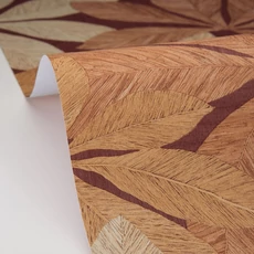 Kép 2/3 - Caselio Nagy levél mintás bordó vinyl tapéta Lignaria Bordeaux 53 cm X 10 m