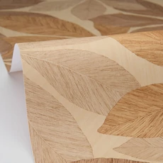 Kép 2/3 - Caselio Nagy levél mintás barna vinyl tapéta Lignaria Beige Marron 53 cm X 10 m