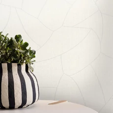 Kép 3/3 - Caselio Absztrakt mintás raffia hatású fehér vinyl tapéta Melody Blanc 53 cm X 10 m