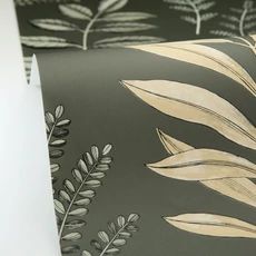 Kép 2/3 - Caselio Nagy levél mintás sötétzöld vinyl tapéta Florium Vert Anglais 53 cm X 10 m