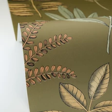 Kép 2/3 - Caselio Nagy levél mintás zöld-barna vinyl tapéta Florium Vert Mousse 53 cm X 10 m