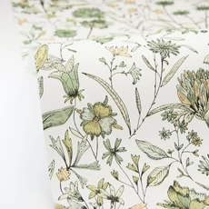 Kép 2/3 - Caselio Romantikus vadvirágos zöld-fehér vinyl tapéta Jardin De Giverny Verts 53 cm X 10 m