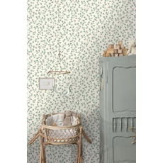 Kép 3/3 - Caselio Apró levélmintás modern fehér-zöld vlies tapéta Melbourne Vert Mousse 53 cm X 10 m