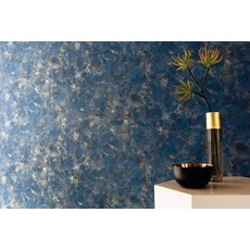 Kép 3/3 - Caselio Elegáns texturált kék vinyl tapéta arany fénnyel Patine Uni Bleu Nuit Or 53 cm X 10 m