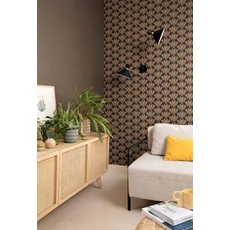 Kép 3/3 - Caselio Sötétbarna vlies tapéta Hygge Uni Noir Cuivre 53 cm X 10 m