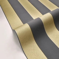 Kép 2/3 - Caselio Széles csíkos fekete-arany vinyl tapéta Wide Lines Noir Doree 53 cm X 10 m