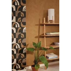 Kép 3/3 - Caselio Geometriai mintás modern barna-fekete vinyl tapéta Empreinte Terre Cuite Noir 53 cm X 10 m