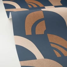 Kép 2/3 - Caselio Geometriai mintás modern kék vinyl tapéta Empreinte Bleu Univers 53 cm X 10 m